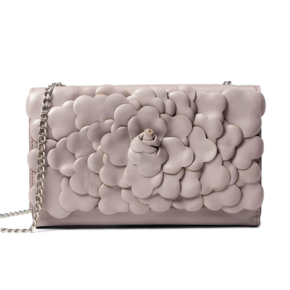 PATRICIA NASH GALINA PETALS STONE  LEATHER CROSSBODY BAG .